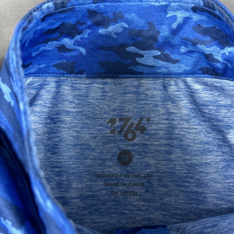 1764 Golf Pullover Camo Print 1/4 Zip Medium Blue Polyester Spandex gallery
