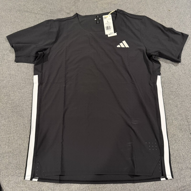 Size Large — adidas Adizero Men's Pro Running T-Shirt & Gel Short — Black JF3473 gallery