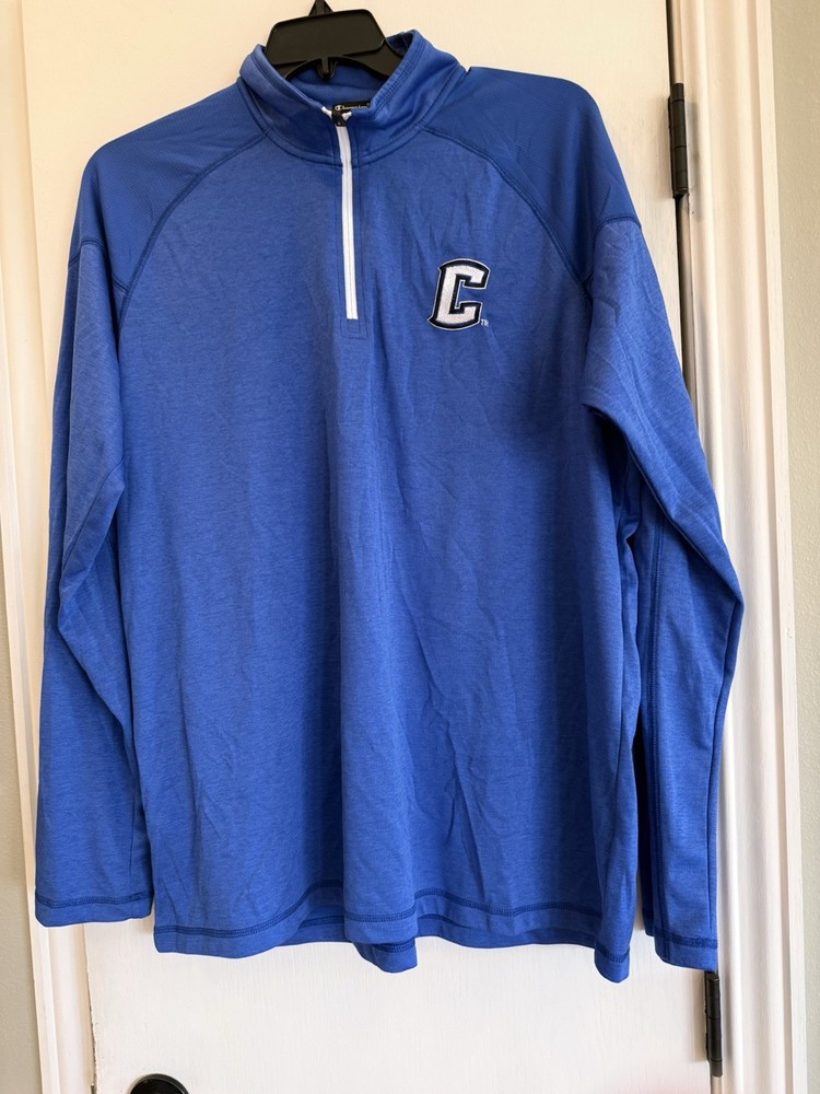 mens quarter zip pullover XXL with Creighton Logo Royal Blue