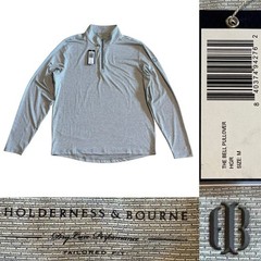 NWT Holderness & Bourne Quarter Zip ‘The Bell’ Pullover Mens Size Medium In Grey