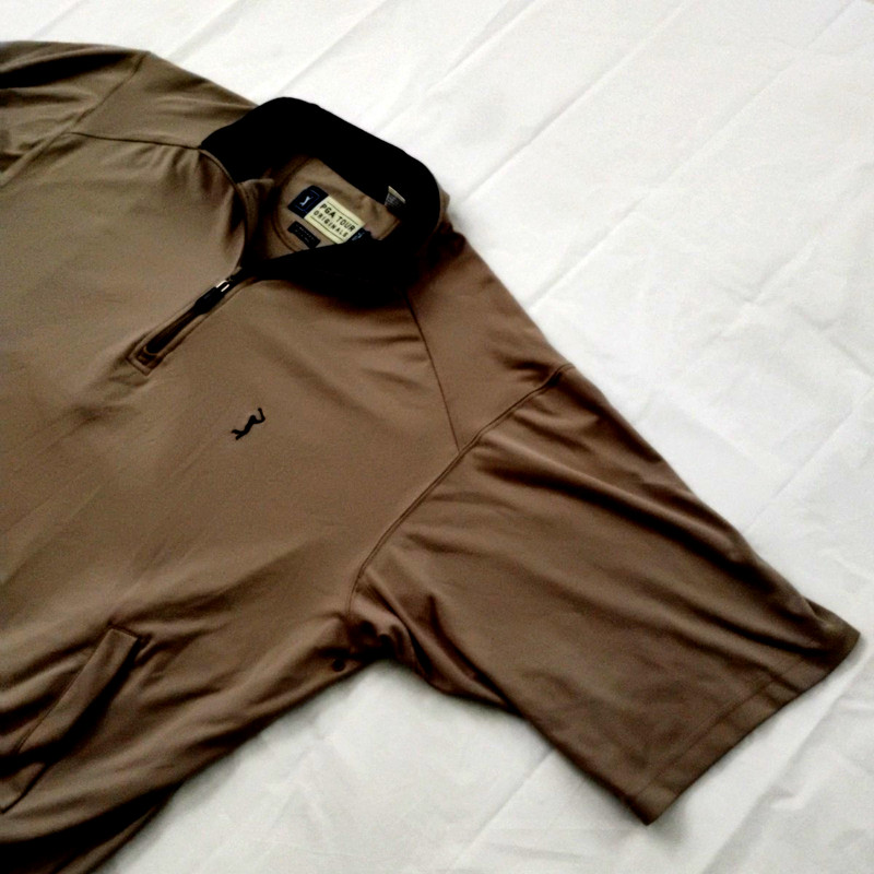 PGA Tour Golf Wind Proof Pullover W 3/4 Zipper Brown Men's Size Medium gallery