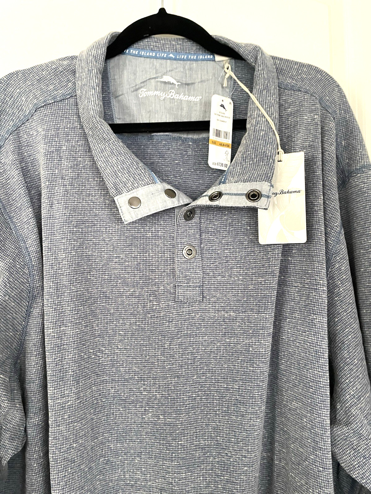 Mens Tommy Bahama Shirt 4X Pullover Snap 4XLB Slate Blue Gray $138 NWT gallery