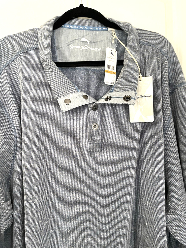 Mens Tommy Bahama Shirt 4X Pullover Snap 4XLB Slate Blue Gray $138 NWT