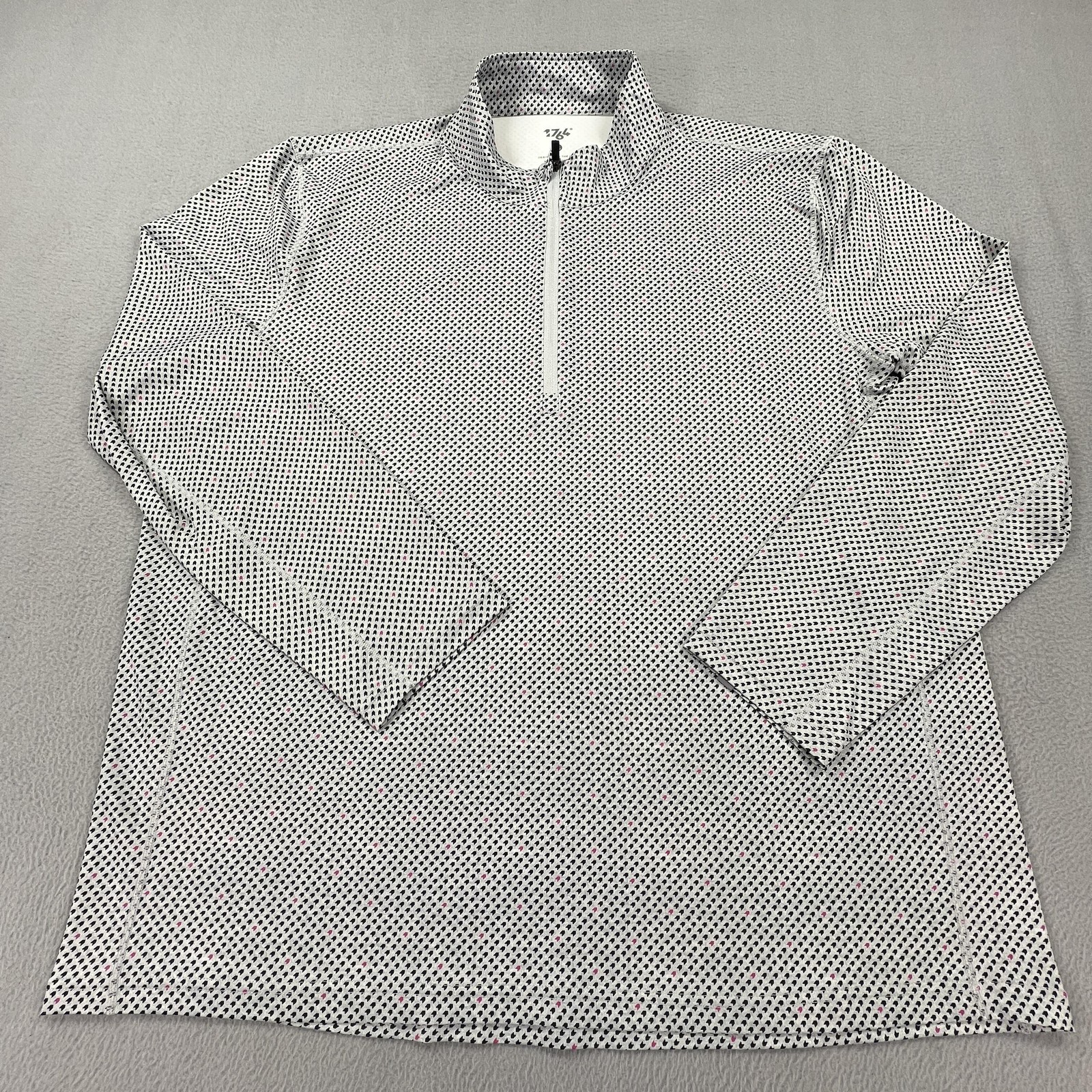 1764 Shirt Mens 2XL Gray Golf 1/4 Zip Performance Pullover Geometric Stretch gallery