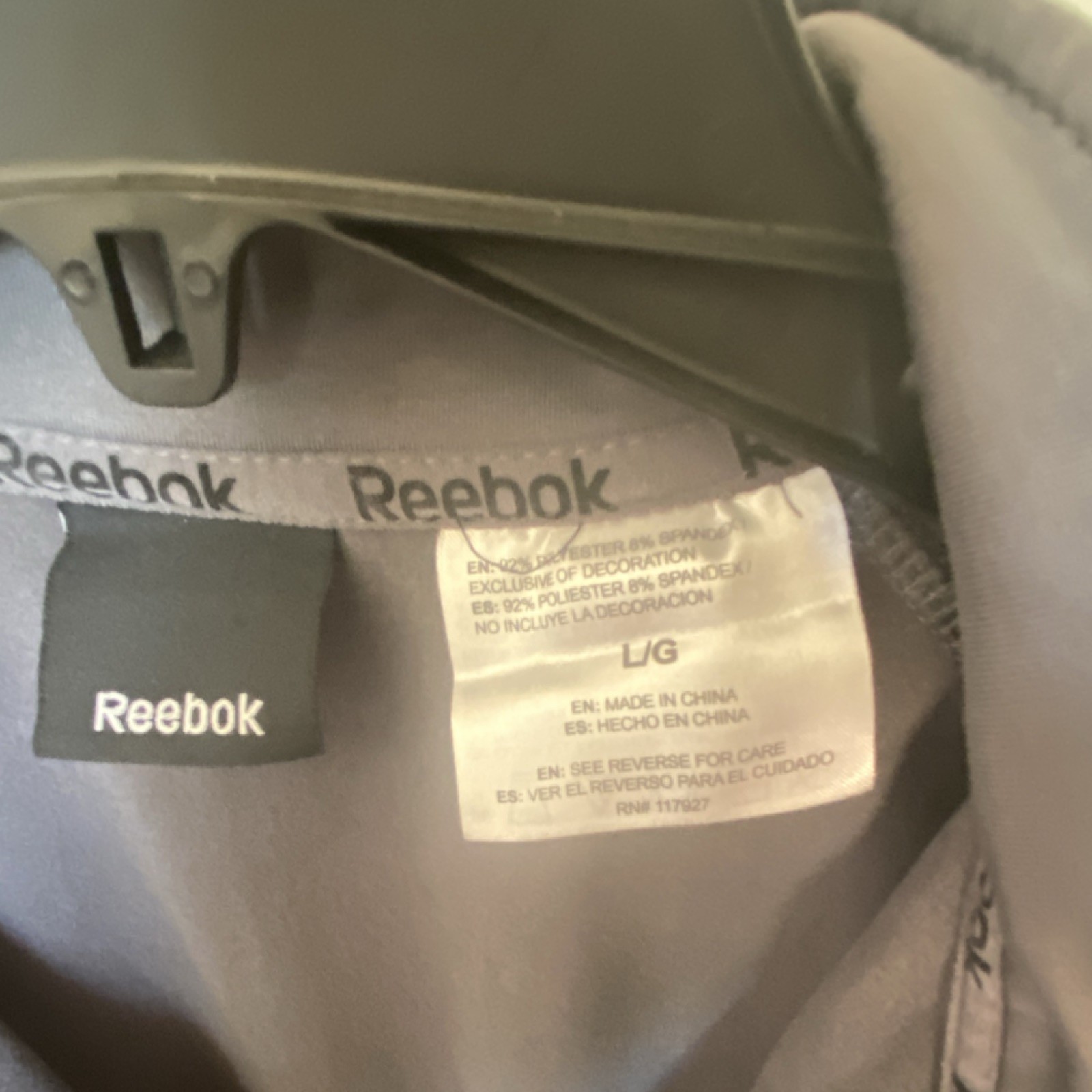 Reebok Men's Gray Full Zip Activewear Jacket L Mock Neck Pockets Polyester gallery