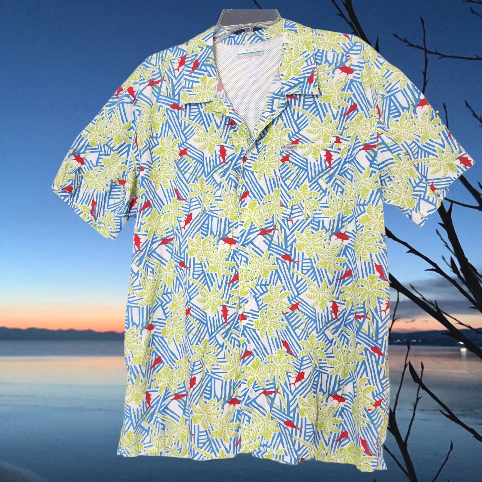 Columbia PFG Mens Tropical Button Up Shirt LARGE Performance Gear *Vented Pocket gallery