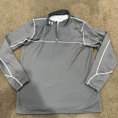 Under Armour Mens Sweater Light Gray Quarter Zip Cold Gear Long Sleeve Size XL