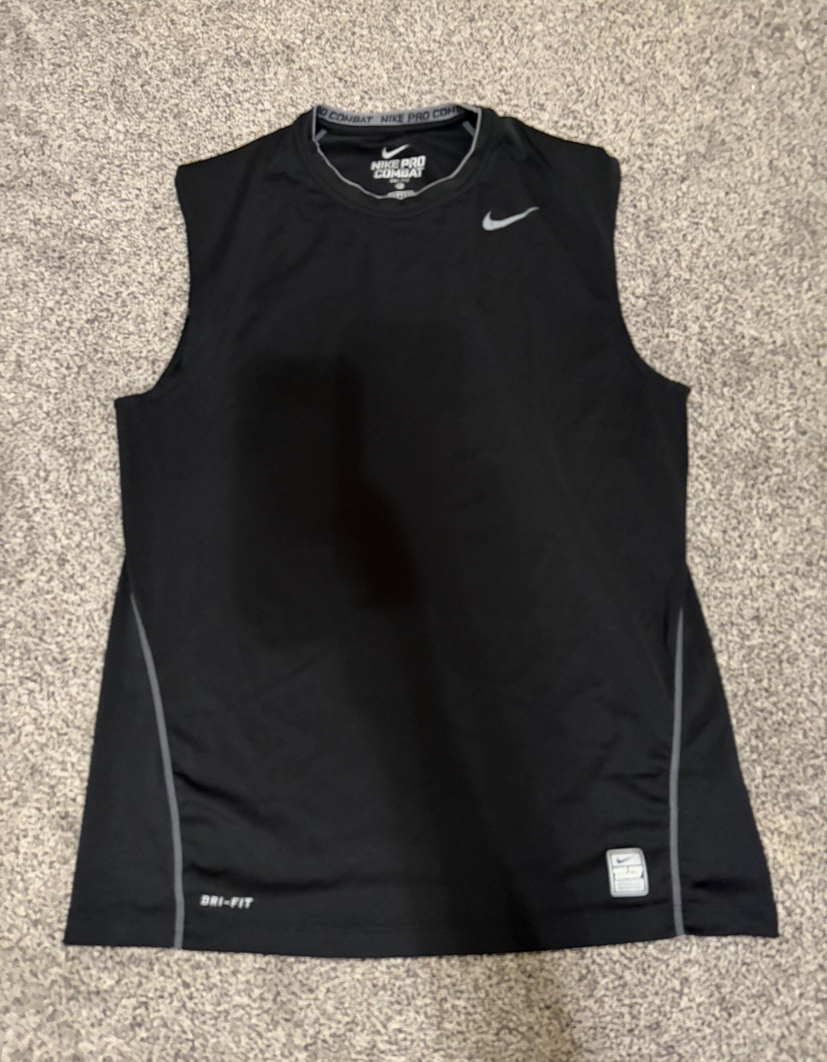 Nike Pro Combat Dri-FIT Compression Sleeveless Tank Top Men's L Black Gray gallery