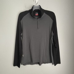 Icebreaker Merino Wool 260 Bodyfit 1/4 Zip Pullover Men XL Gray Black Base Layer
