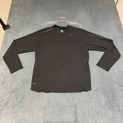 Nike Fit Dry Running Shirt Men Medium Black Long Sleeve Crew Neck Training Sport