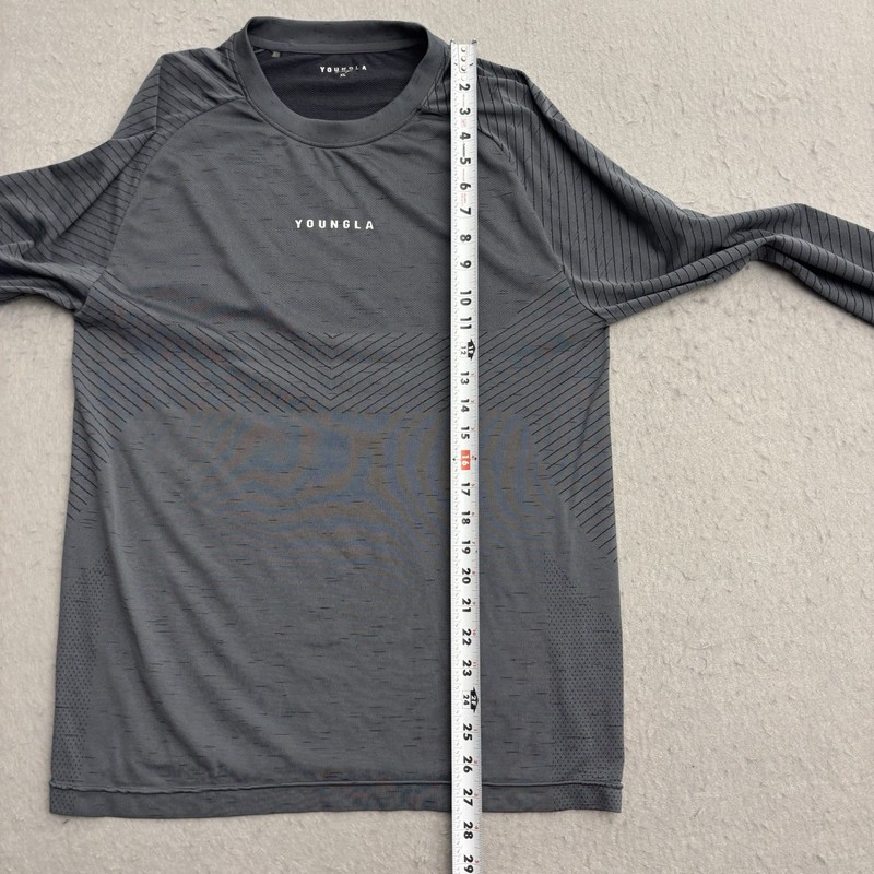 YoungLA Compression Shirt Mens XL Gray Long Sleeve Workout Gym Athletic Logo gallery