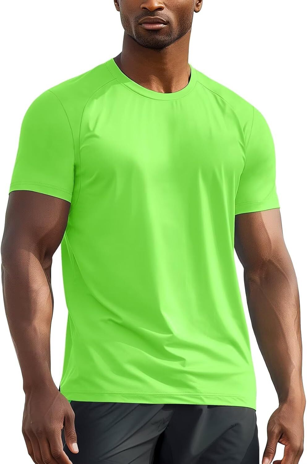 Zengjo Athletic T Shirts for Men,Quick Dry Gym Workout Large, Neon Green gallery