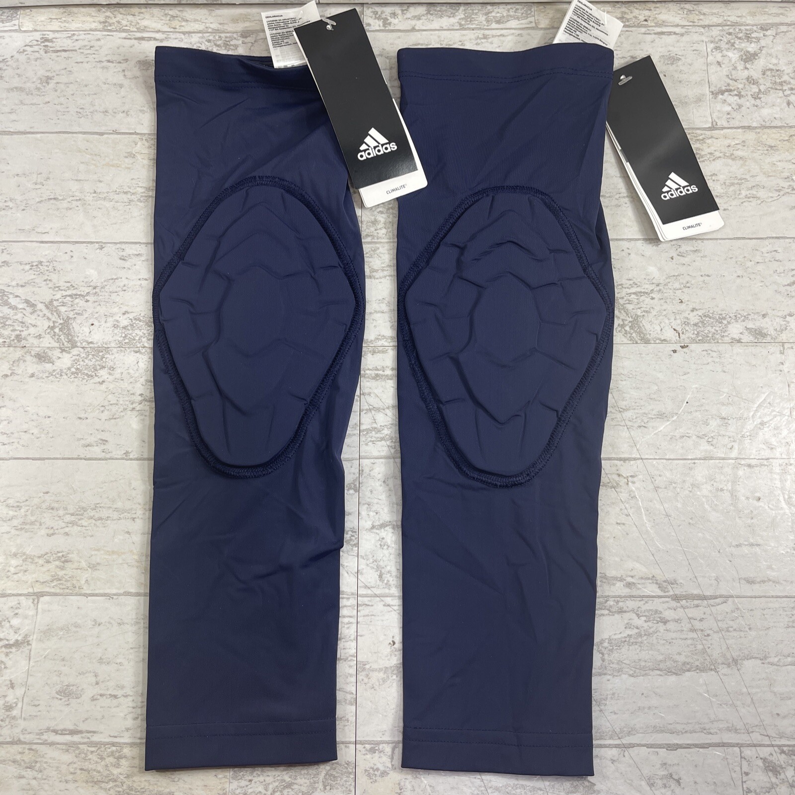 2 - NWT Adidas Techfit Men's Padded Compression Arm Elbow Sleeves Navy Blue LT gallery