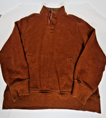 GH Bass Pullover Mens L Orange Henley Fleece Lined Thermal Outdoor