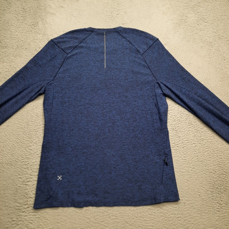 Lululemon Surge Warm Crew Neck Shirt Mens Large Blue Black Pullover Long Sleeve gallery