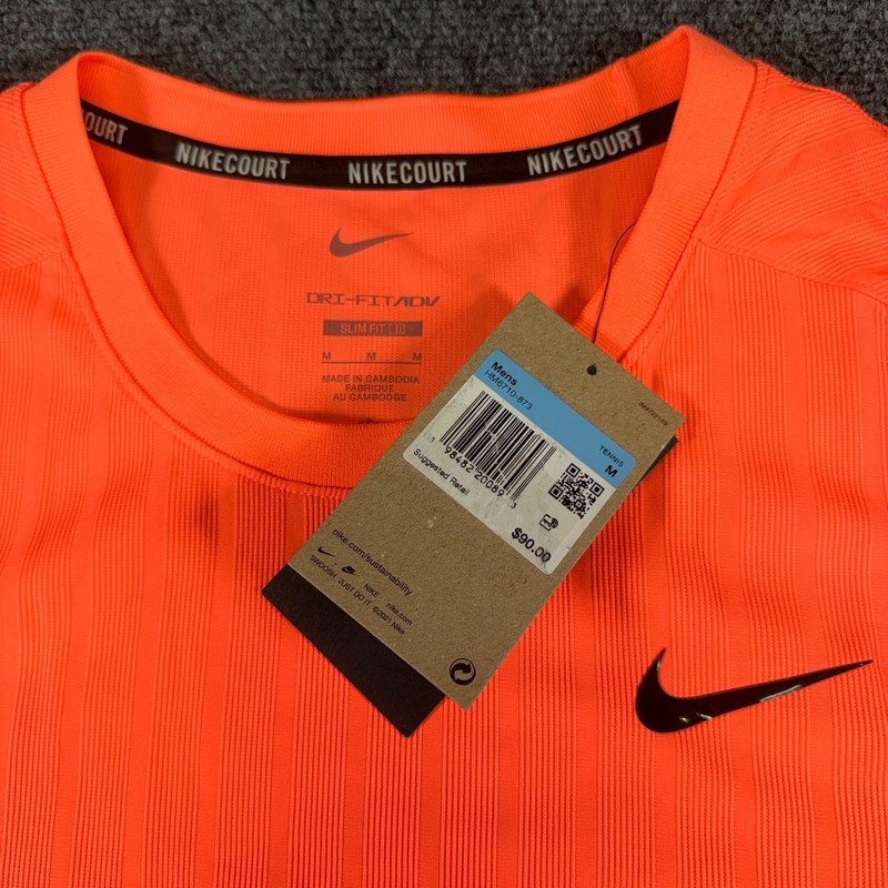 Nike Court Dri-FIT ADV Tennis Slam T-Shirt Mens Size Medium M Bright Mango NWT gallery