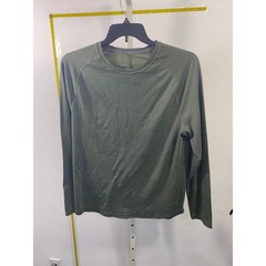 Olive Green Long Sleeve Raglan Activewear Performance Shirt Crew Neck Mens L