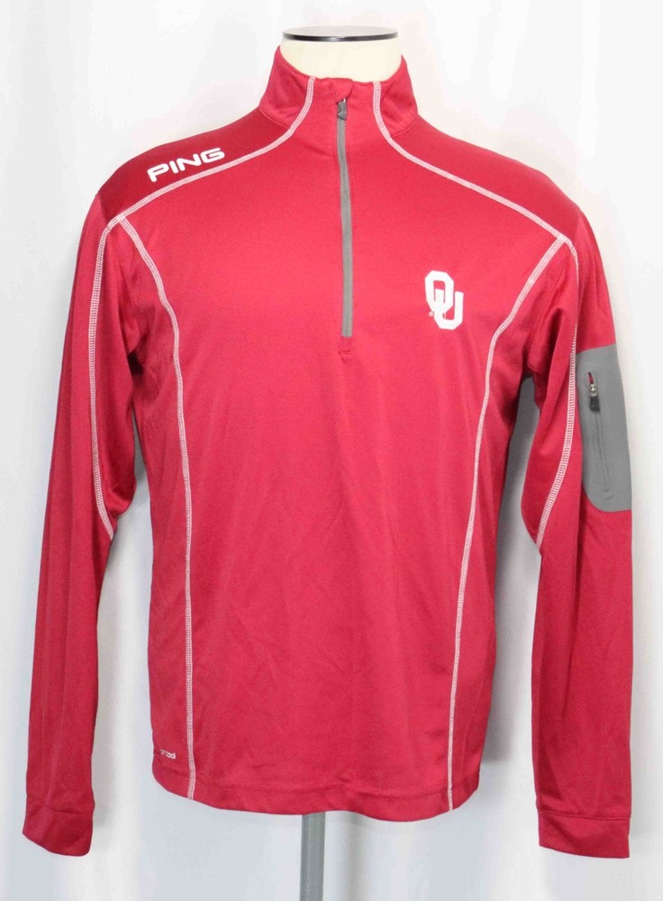 Ping Ranger Oklahoma Sooners Half Zip Long Sleeve Shirt 10F3104 Mens Size M