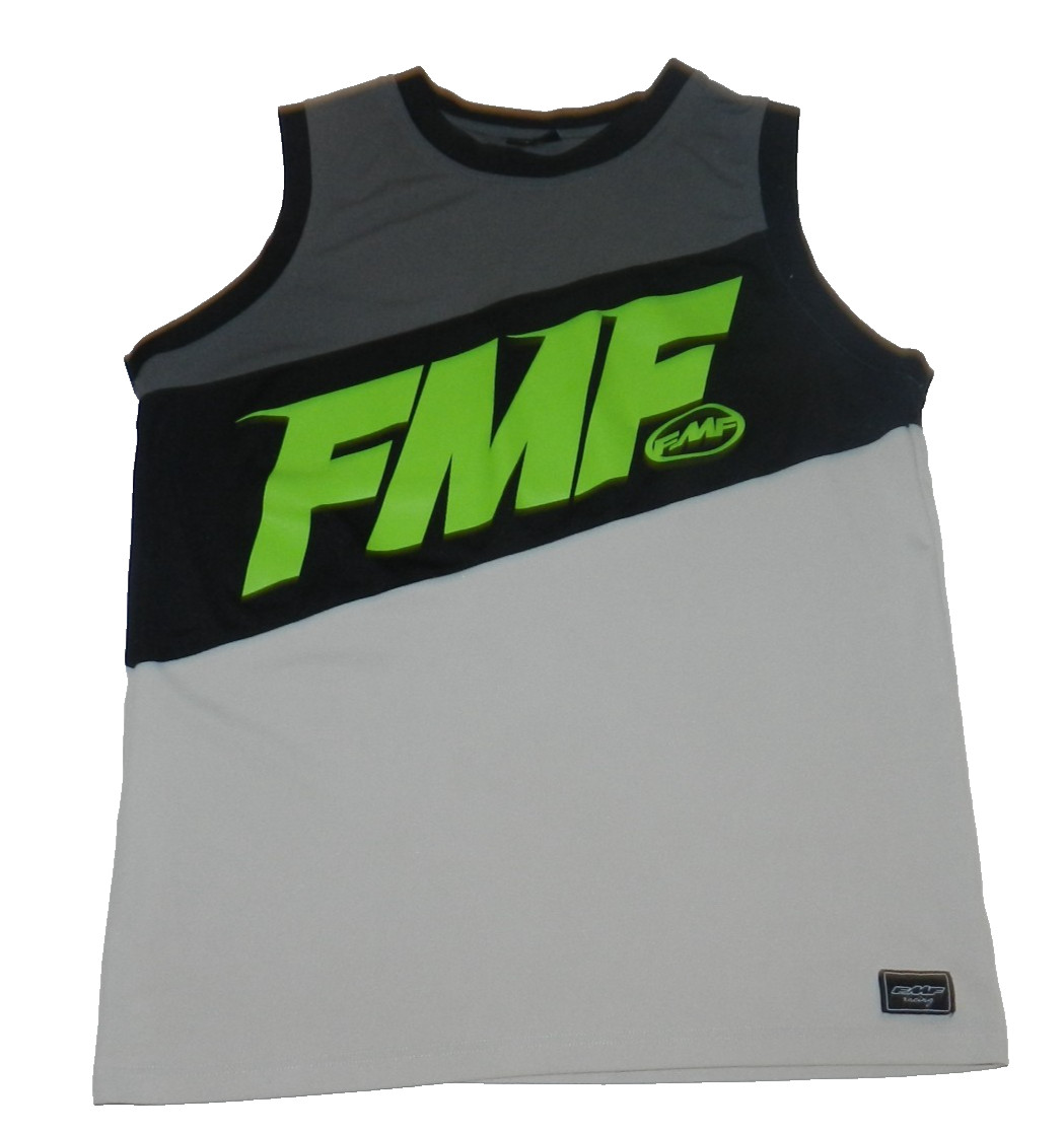 FMF Racing Jersey Tank Men's XL Black Gray Green Sleeveless Moto Athletic Shirt gallery