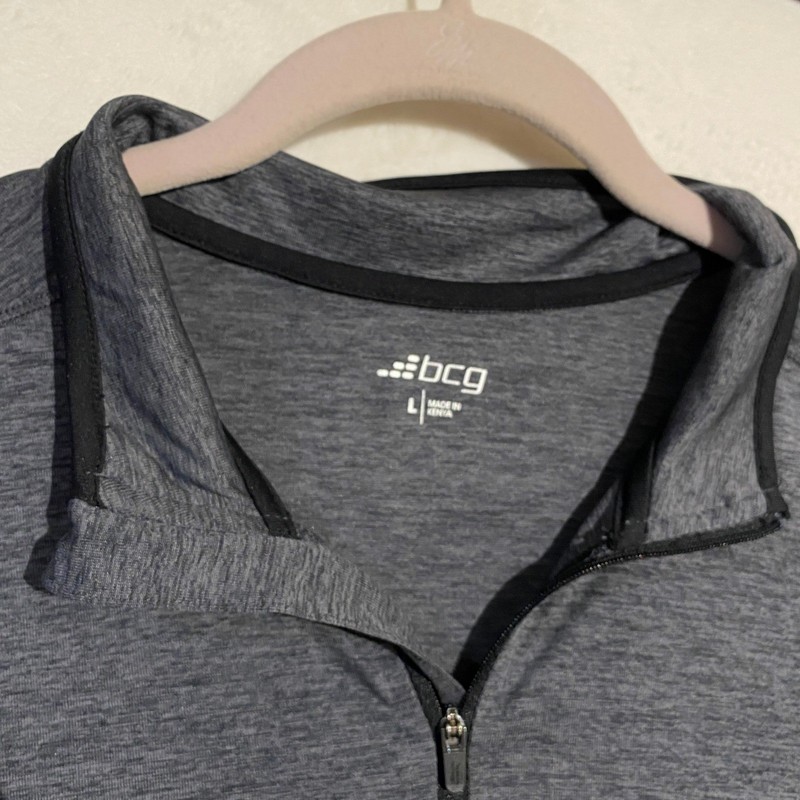 BCG Mens Quarter Zip Pullover Gray Heather Moisture Wicking Training Shirt L NWT gallery