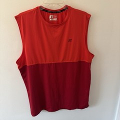 Russell Athletic Shirt Mens Large Red Orange Dri Power 360 Training Fit Tank Top