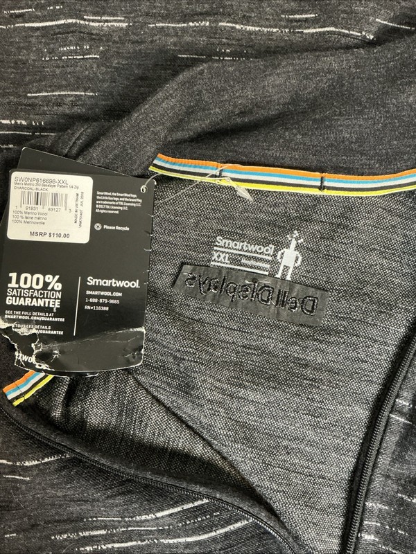 Smartwool Men's 250 Baselayer Pattern 1/4 Zip Charcoal Black flaw and corp swag gallery