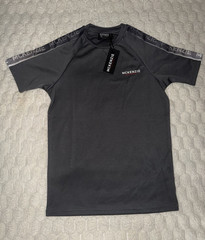 McKenzie Men’s Activewear Polyester T-Shirt Gray XS Crew Neck Raglan Logo