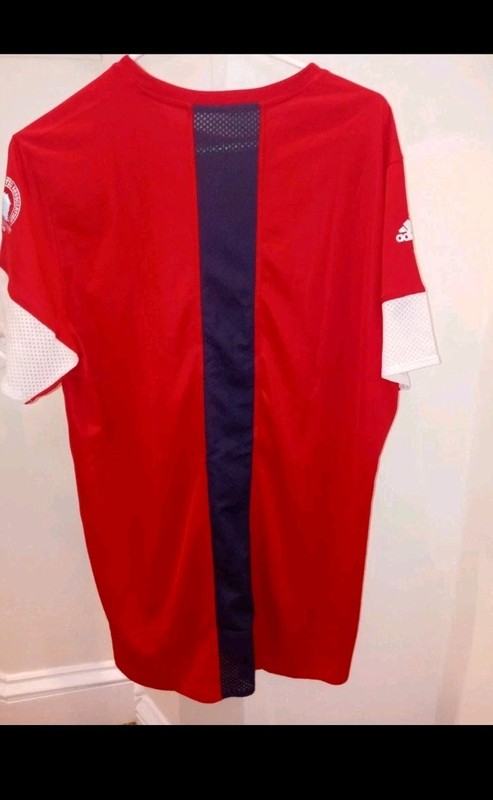 NWT $50 Adidas Boston Marathon 2020 Red Running Shirt Men's sz XL gallery