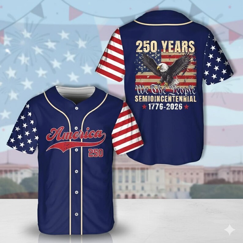 America 250th Anniversary Baseball Jersey USA Patriotic Fan gallery