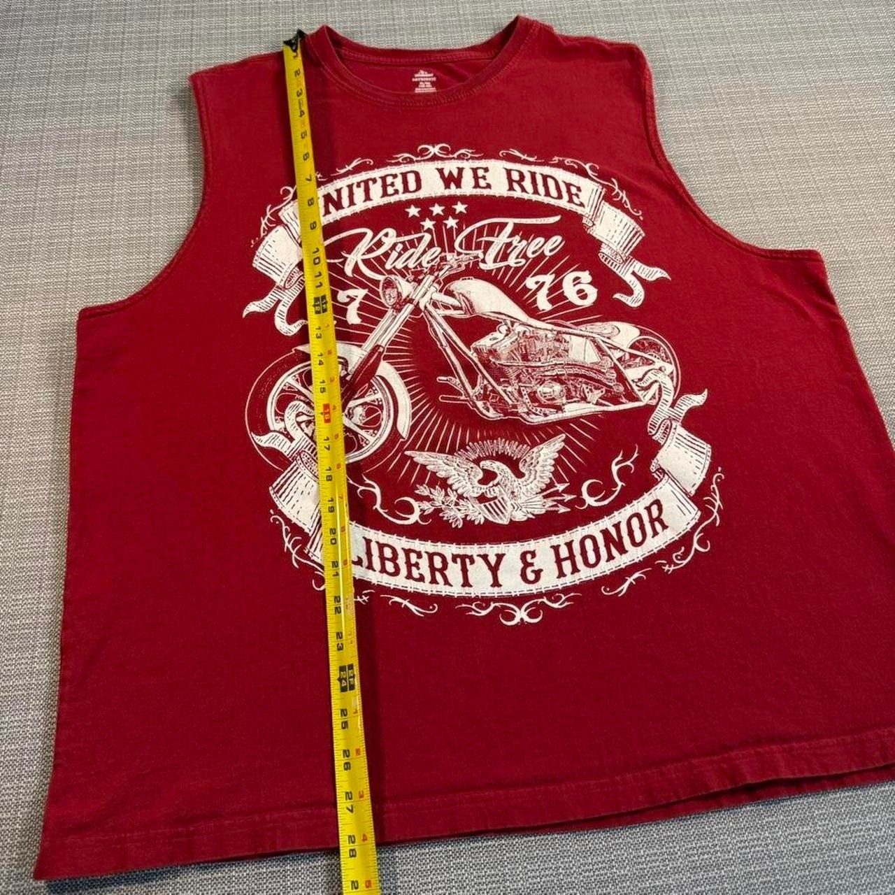 Patriotic Red & white biker tank top "United We Ride" gallery