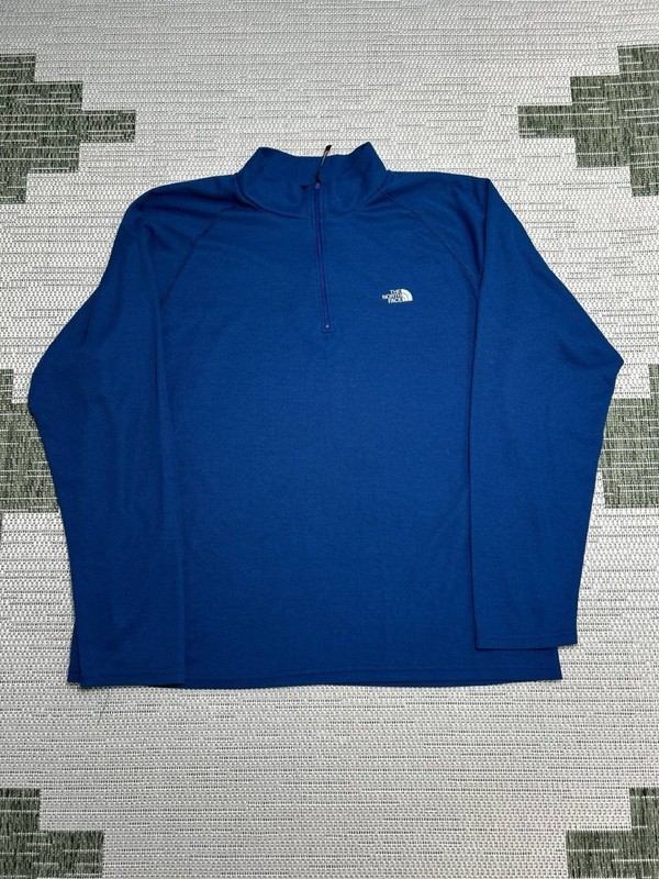 The North Face Pullover Top Mens XL Blue Knit Quarter Zip Mock Neck Warm Winter gallery