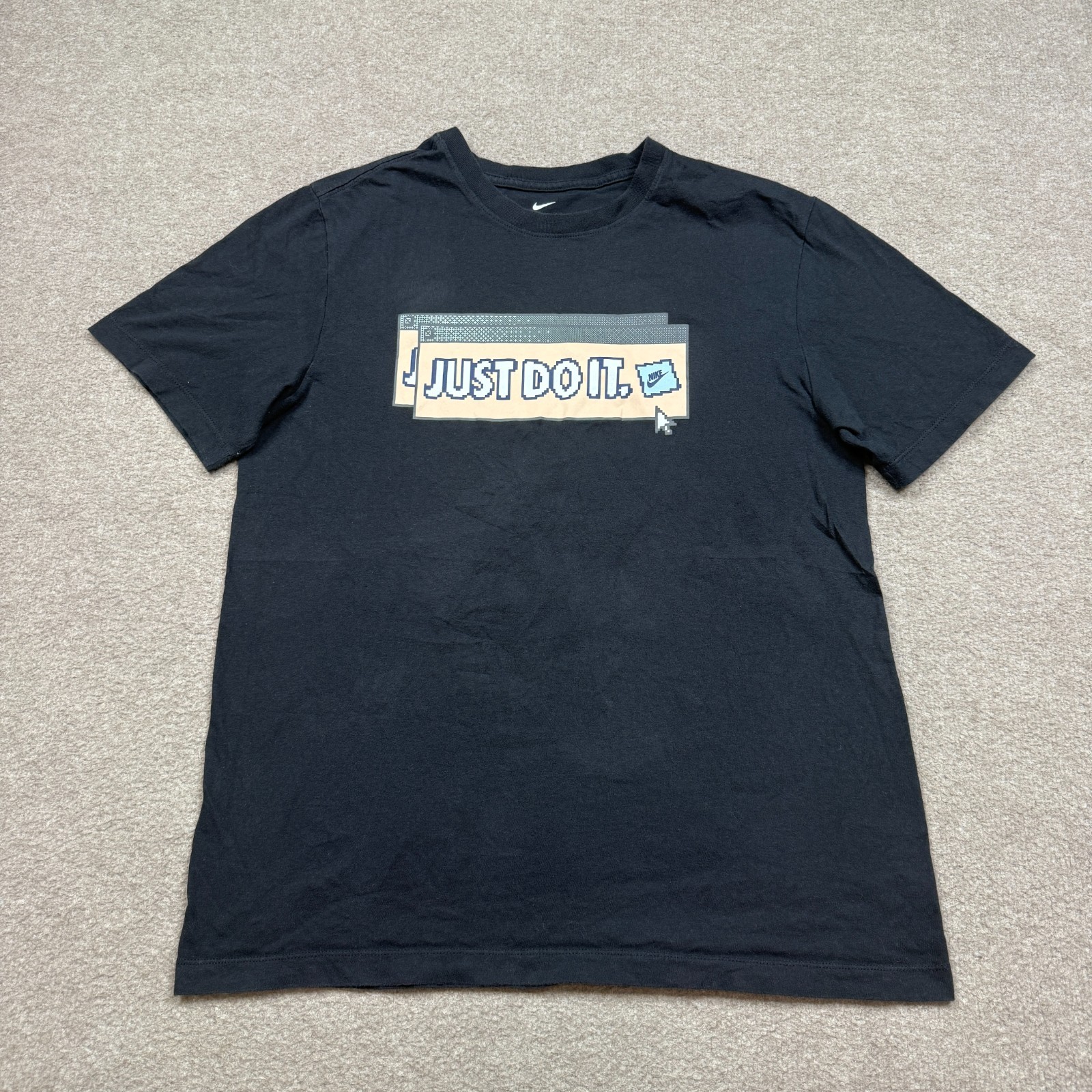 Nike Men's Shirt Size M Black Short Sleeve Crew Neck Graphic Tee Window Logo gallery