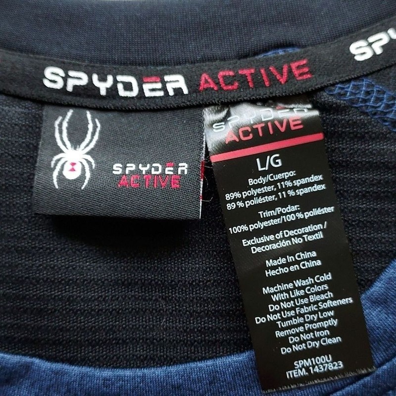 Spyder Active Pro Web Men's L Shirt Wicking Long Sleeve Heather Navy Blue Black gallery