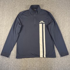 J.Lindeberg Pullover Mens Large Blue Bose-Light Mid 1/4 Zip Long Sleeve Golf