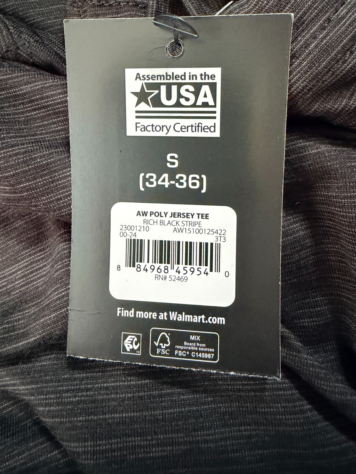 Men's Size Small (34-36) Athletic Works Poly Jersey Tee Rich Black Stripe gallery