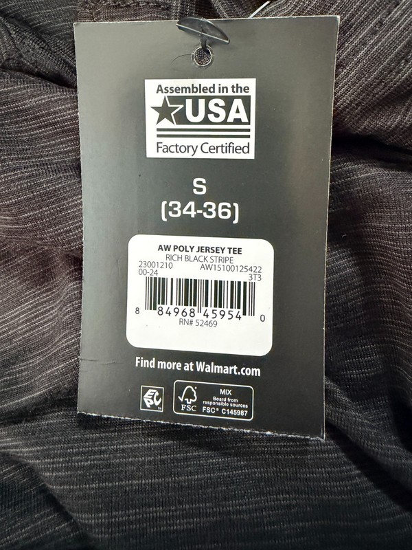 Men's Size Small (34-36) Athletic Works Poly Jersey Tee Rich Black Stripe gallery