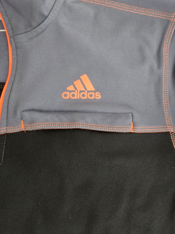 Adidas Men's 1/4 Zip Pullover Black, Orange and Gray Size Small C1108 gallery