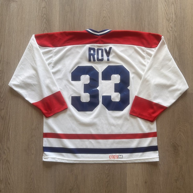 Vintage 1990s CCM Patrick Roy Montreal Canadiens NHL Replica Jersey. L gallery