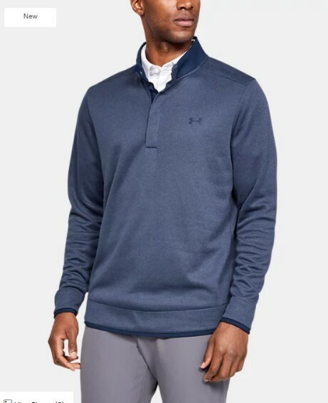 UNDER ARMOUR MEN'S STORM SWEATER FLEECE HEATHER SNAP MOCK SHIRT BLUE#1329832-NWT gallery