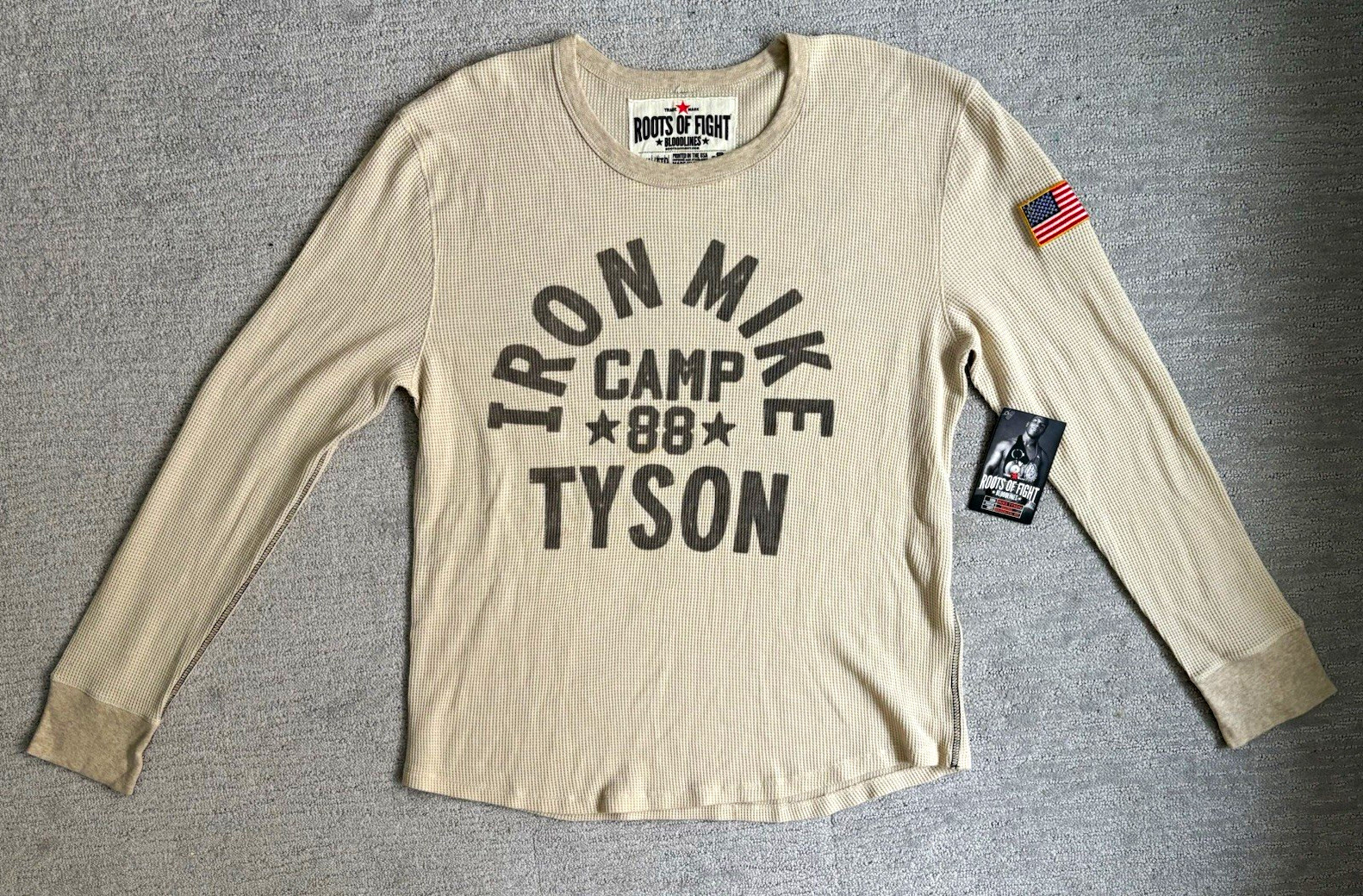 Roots of Fight Bloodlines Mike Tyson Thermal Waffle Knit Long Sleeve Tee XXL gallery
