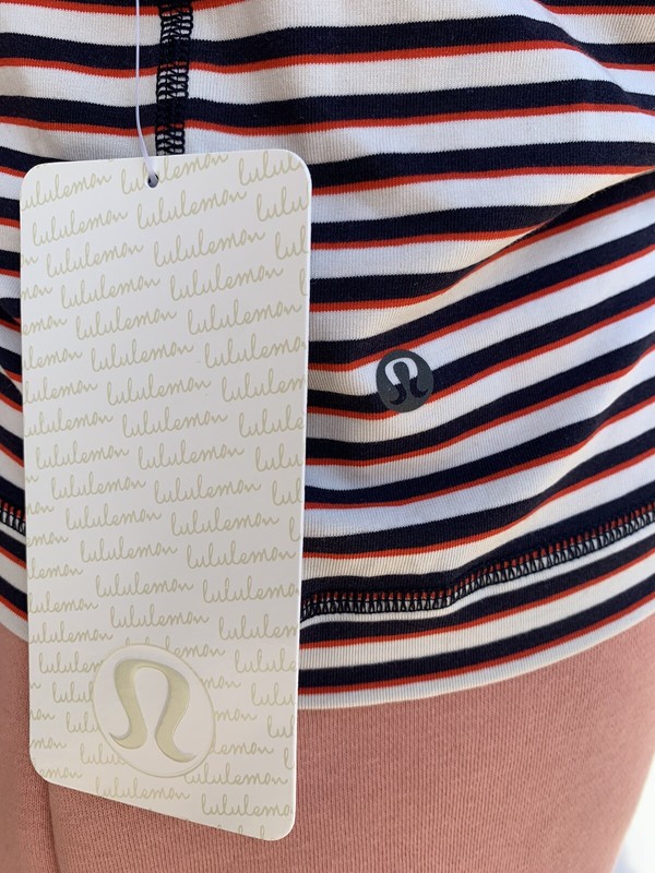 New Lululemon 5 Year Basic Shirt Short Sleeve Navy Red White Stripe Nautical XL gallery