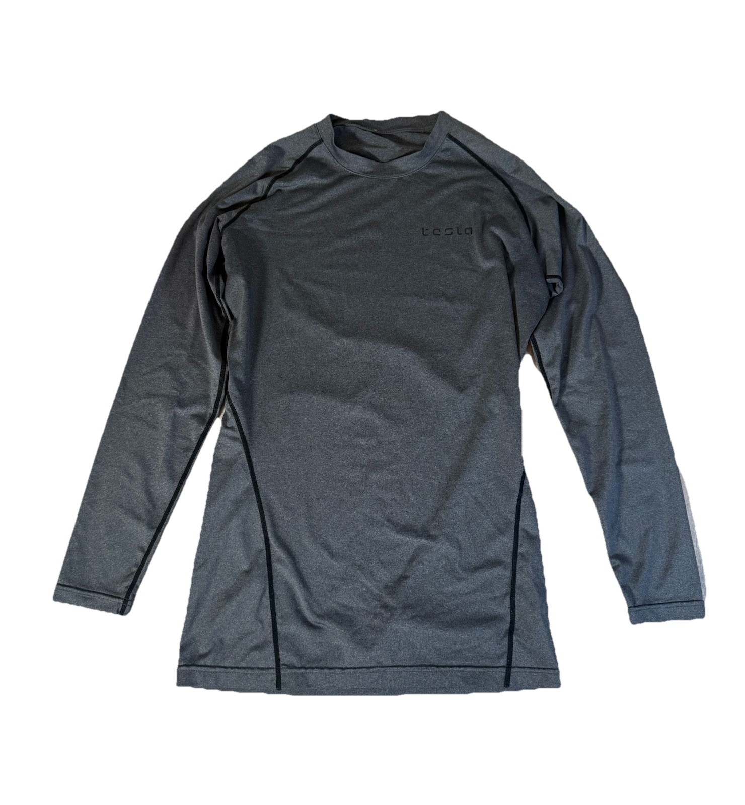 Men’s Tesla Long Sleeve Compression Shirt Size MEDIUM Black Workout TSLA gallery