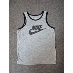 Nike Gray Logo Tank Top Medium Athletic Cut Sleeveless Gym Workout Casual