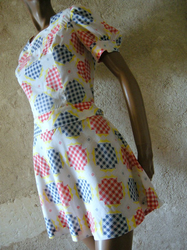 Chic Vintage Floral & Vichy Dress 70s Kleid 70er Abito Anni 70 (36/38) gallery