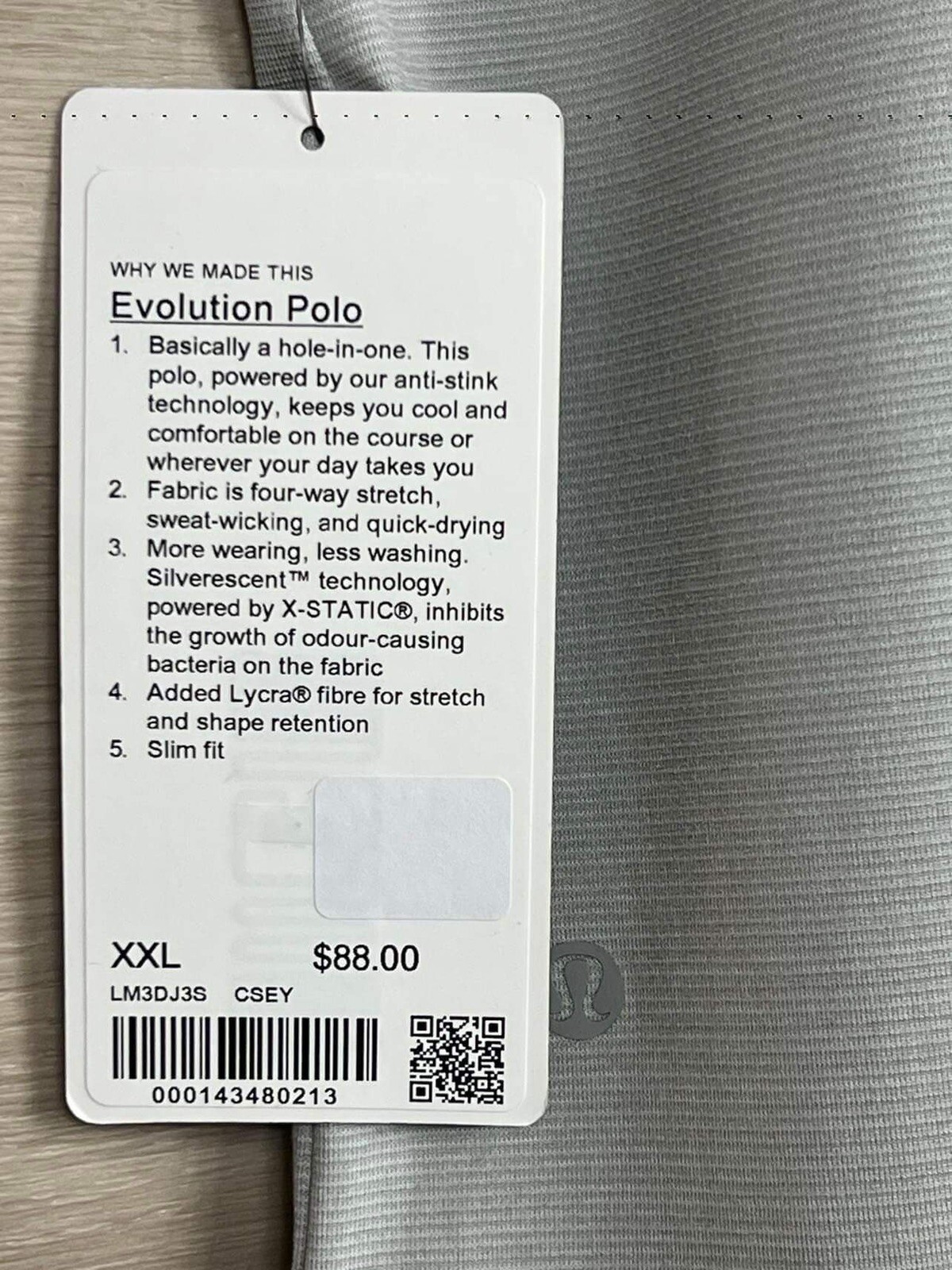 Lululemon Evolution Polo Short Sleeve Size XXL Commission Stripe Seal Grey 80213 gallery