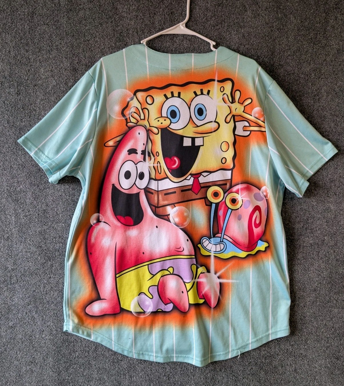 Nickelodeon SpongeBob Baseball Jersey Shirt Mens XLarge Aqua Patrick Gary 99 gallery