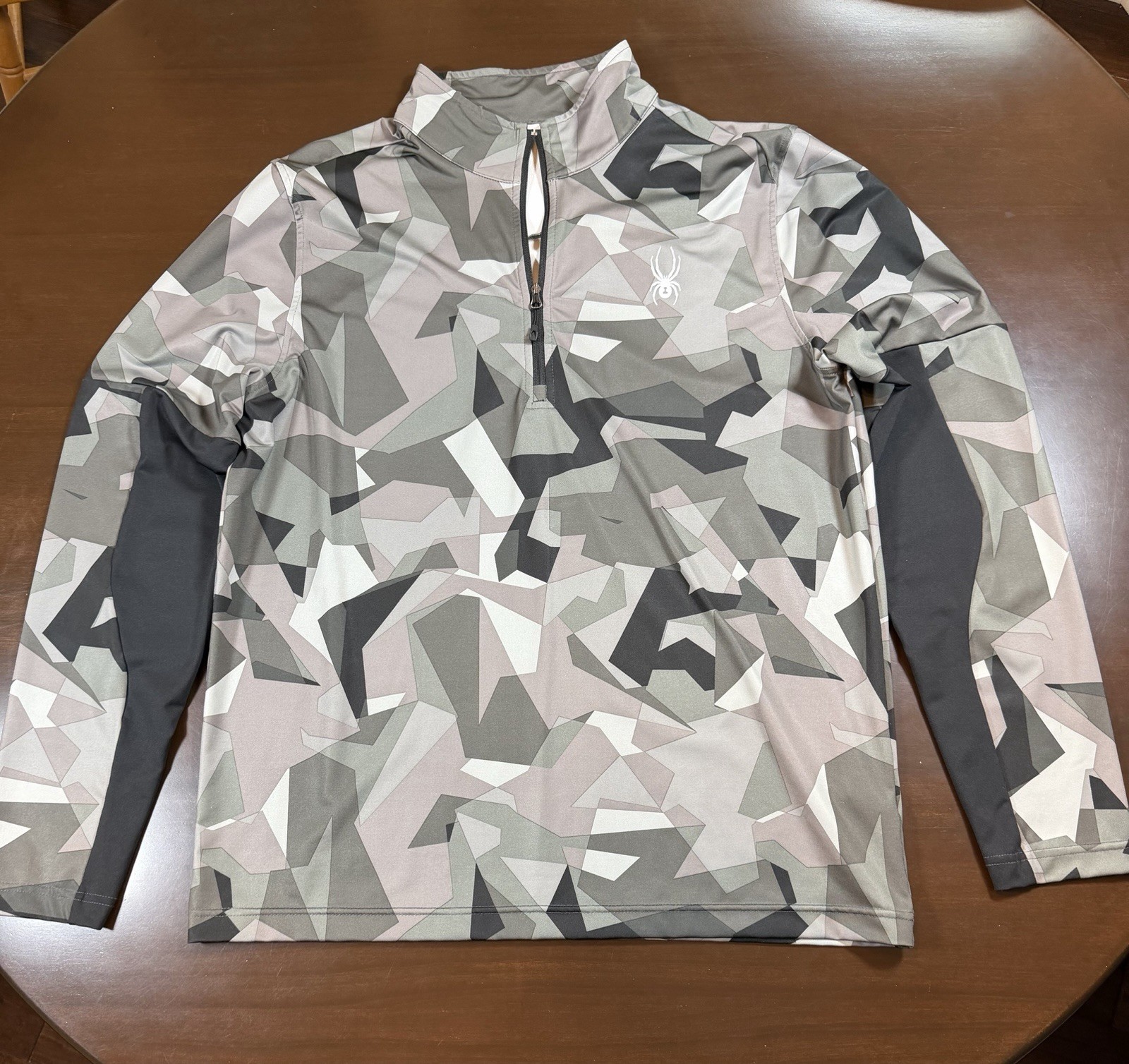 Spyder Mens Large 1/4 Zip Gray Geometric Camo Athletic Pullover MSRP $68 gallery