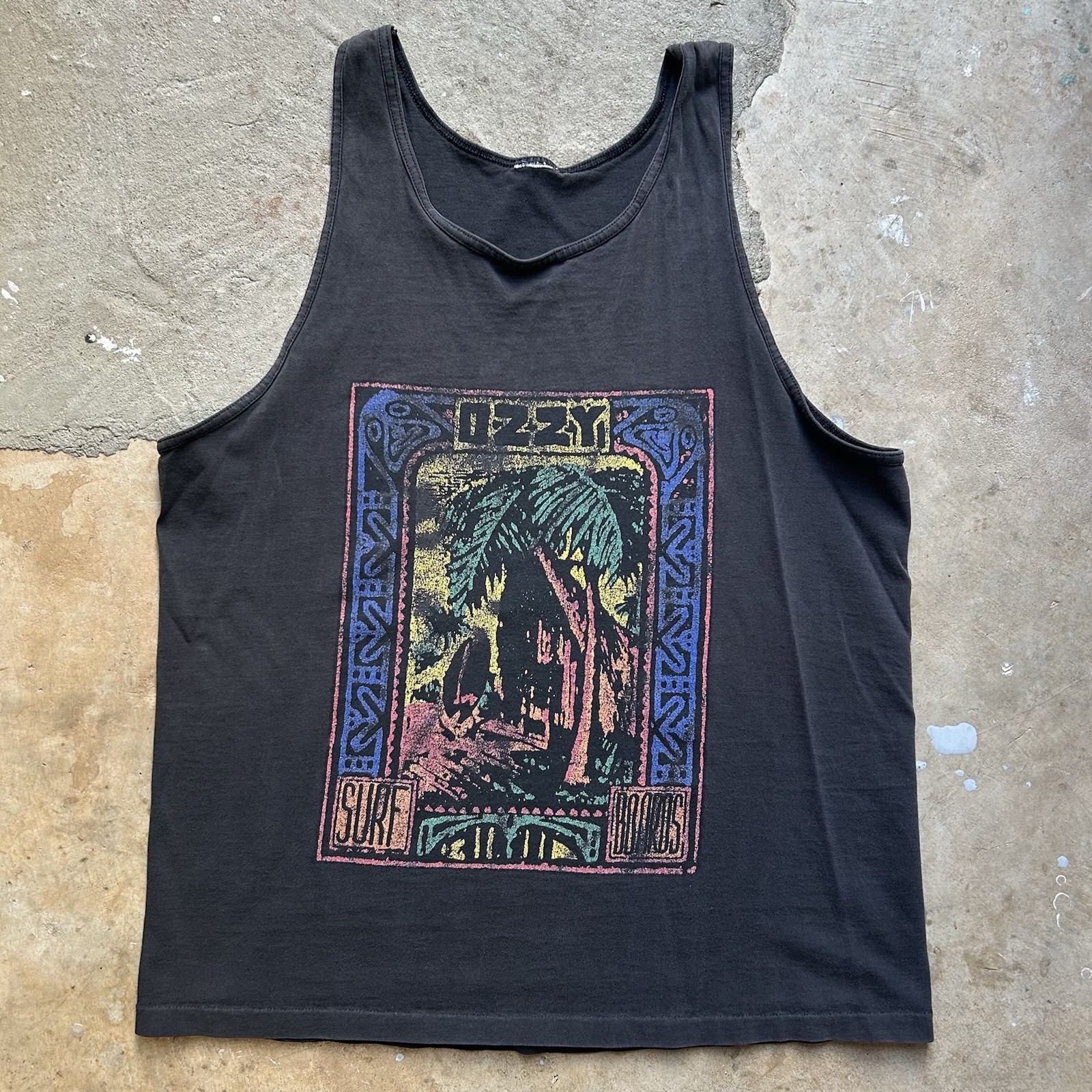 Vintage 90s Ozzy Surfboards Single Stitch Tank Top Surf Tee USA Made Faded Large gallery