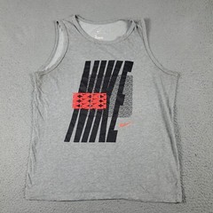 Nike T Shirt Mens Medium Gray Tank Top Swoosh Muscle Gym Work Out *