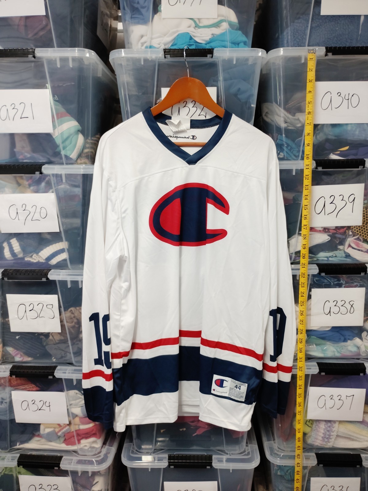 Champion Jersey Shirt Size 44 Long sleeve Polyester Hockey Ligntly Worn A23 gallery